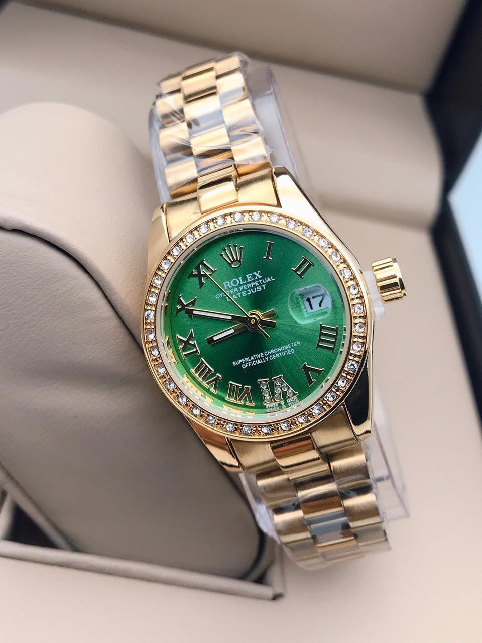 Rolex Green Dial New Diamond Stud Women’s Watch