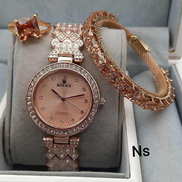 Rolex Rose Gold Dial Watch For Women